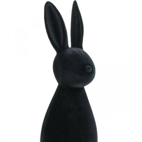 Floristik24 Dekorativ kanin Svart – 2nd Choice – Dekorativ påskhare Flockad H47cm
