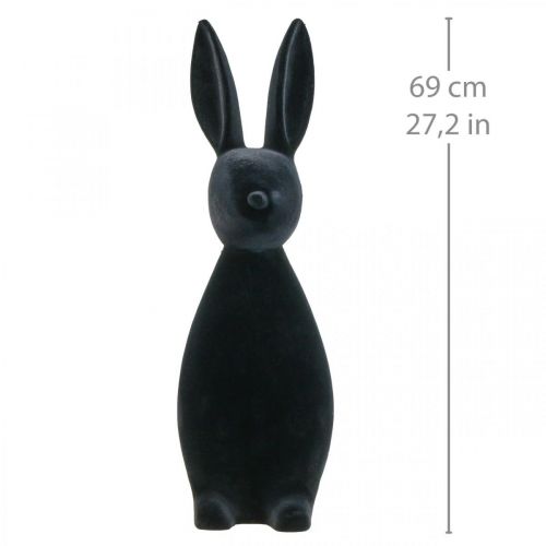 Floristik24 Dekorativ kanin Svart – 2nd Choice – Dekorativ påskhare Flockad H69cm