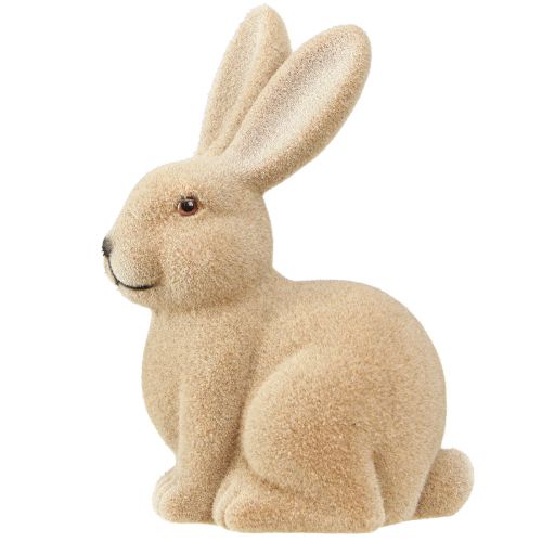 Artikel Dekorativ sittande påskhare i brunt – 2:a val – flockad H22cm
