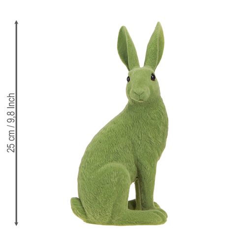 Artikel Dekorativ kanin sittande figur Påskharen flockad grön 12×9×25cm