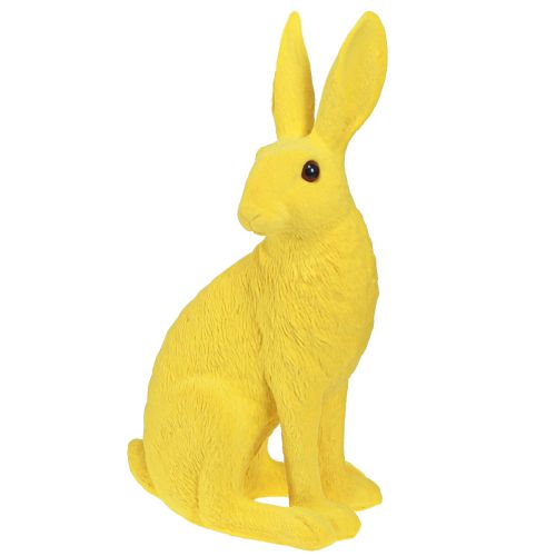 Floristik24 Dekorativ kanin sittande påskhare flockad gul 12×9×25cm