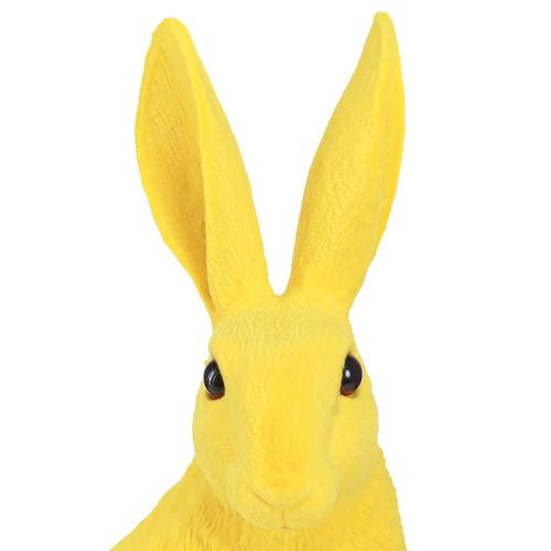 Floristik24 Dekorativ kanin sittande påskhare flockad gul 12×9×25cm