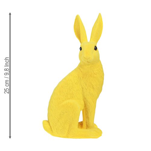 Floristik24 Dekorativ kanin sittande påskhare flockad gul 12×9×25cm