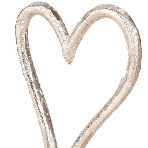 Artikel Dekorativt Hjärtmetallträ i Natursilver 7,5x5x13cm 3st