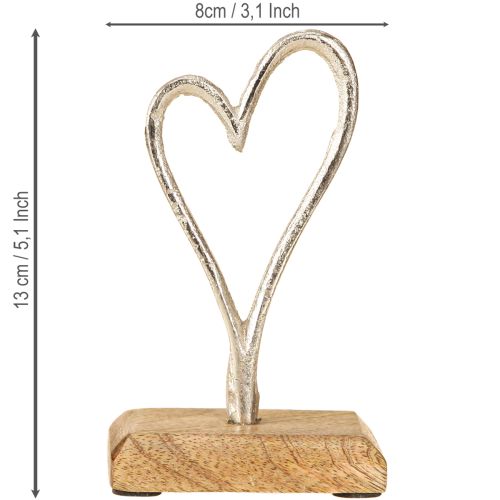 Artikel Dekorativt Hjärtmetallträ i Natursilver 7,5x5x13cm 3st