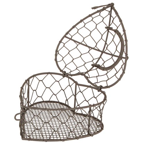Floristik24 Dekorativt hjärta av tråd för fyllning vintagegrå 14×13,5cm
