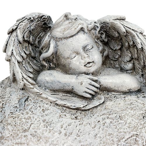 Floristik24 Deco hjärta med ängla grå 10,5cm 2 st