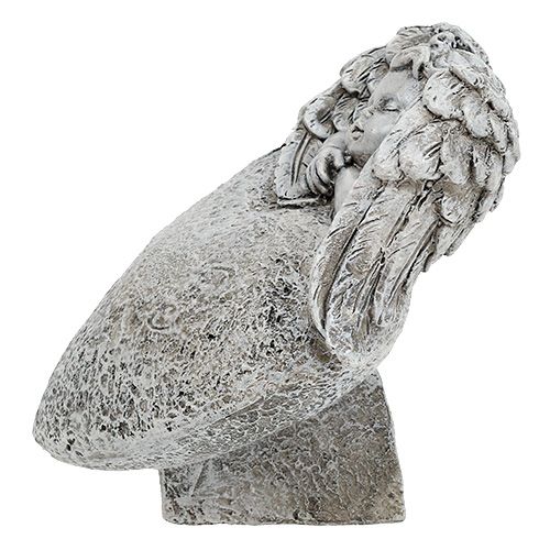 Floristik24 Deco hjärta med ängla grå 10,5cm 2 st