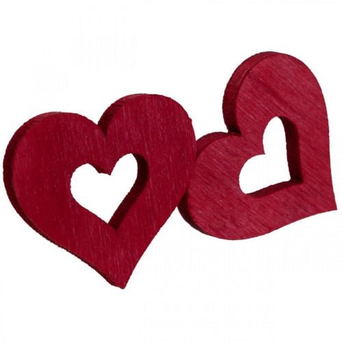 Dekorativa hjärtan scatter dekoration trähjärtan röd Ø2cm 144p