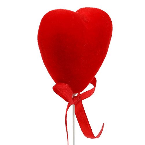 Artikel Deco hjärtan flockade 6cm röd 18st