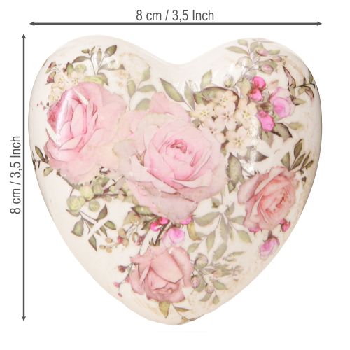 Artikel Dekorativa hjärtan med rosa keramik i krämrosa 8x8cm 3st
