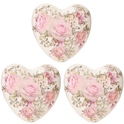 Artikel Dekorativa hjärtan med rosa keramik i krämrosa 8x8cm 3st