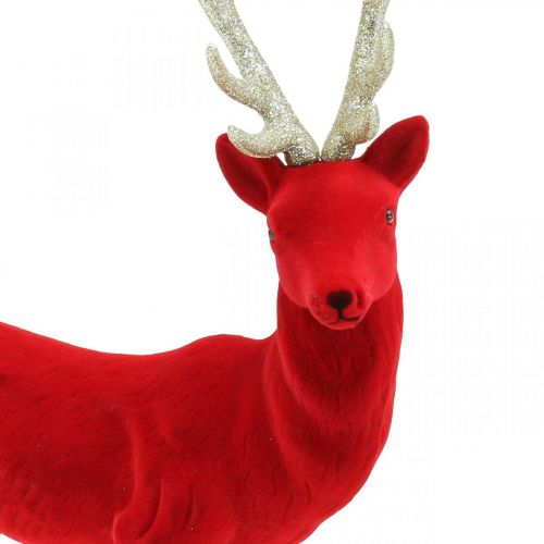 Dekorativ hjort dekorativ figur dekorativ renflockad röd H40cm