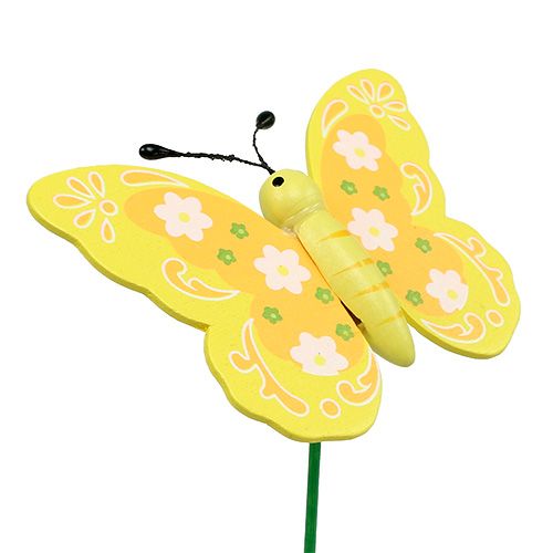 Floristik24 Dekorativa träfjärilar på pinne 8cm 24st