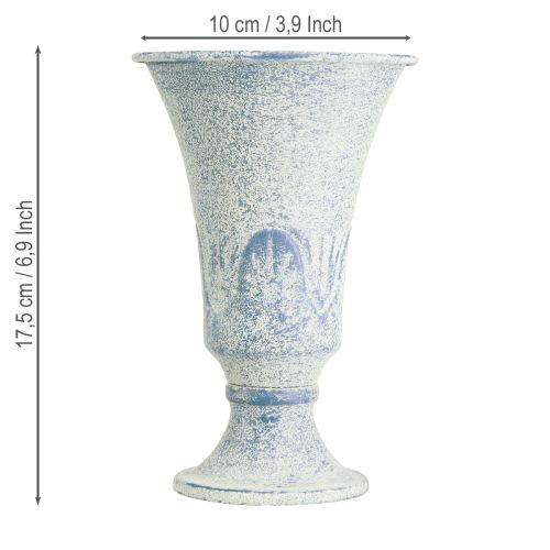 Artikel Dekorativ kalk Metall Antik i Vit Blå Ø11cm H17,5cm