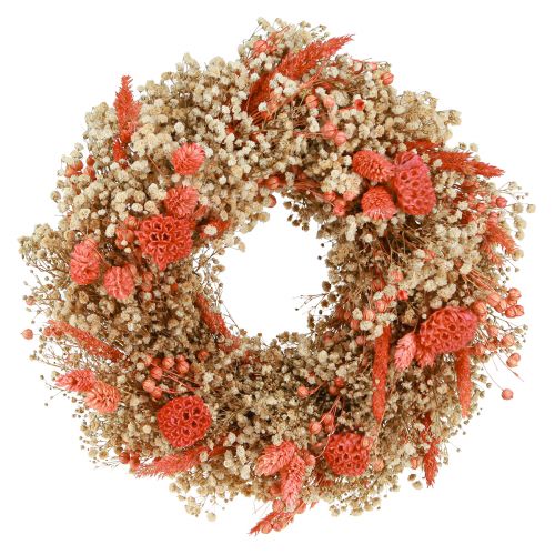 Artikel Dekorativ krans torkade blommor blomkrans apelsin kräm Ø25cm