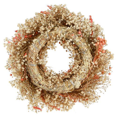 Artikel Dekorativ krans torkade blommor blomkrans apelsin kräm Ø25cm