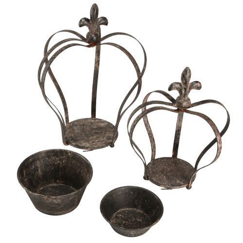 Floristik24 Dekorativ krona antik mörkbrun rost H22/27cm set om 2 delar