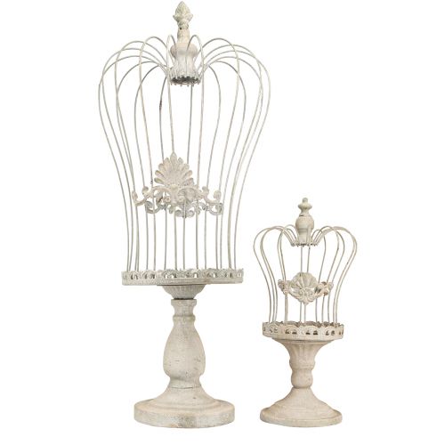 Artikel Dekorativ krona på fot vintage metalldekoration grå 34/66cm set med 2 delar