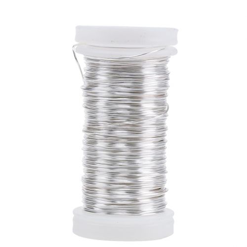 Floristik24 Deco Emaljerad Tråd Silver Ø0,50mm 50m 100g