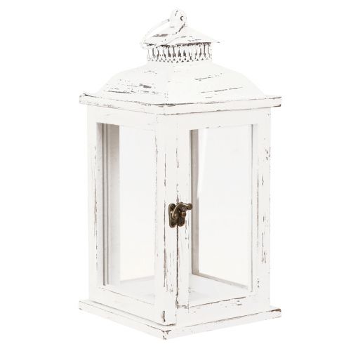 Floristik24 Dekorativ lykta shabby chic trä vit 17,5x17,5cm H37cm