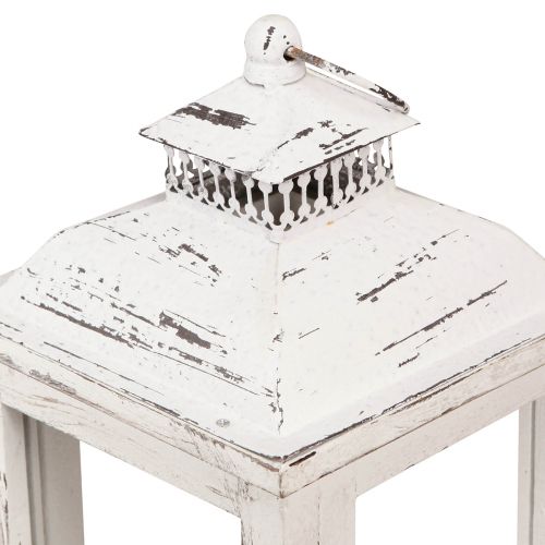 Floristik24 Dekorativ lykta shabby chic trä vit 17,5x17,5cm H37cm