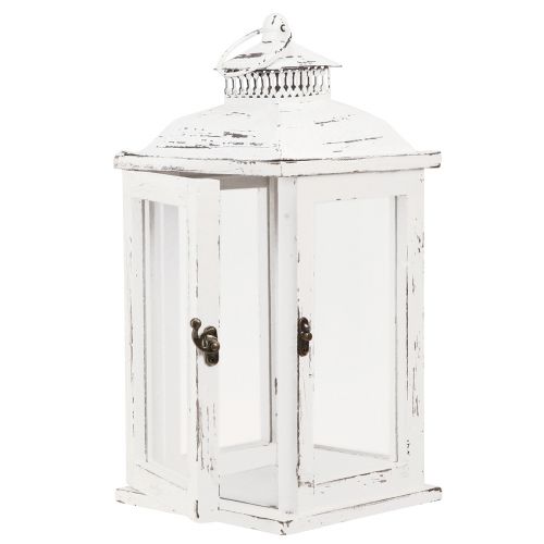 Floristik24 Dekorativ lykta shabby chic trä vit 17,5x17,5cm H37cm