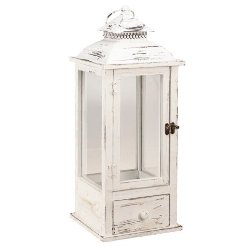 Floristik24 Dekorativ lykta vintage med låda vit 20×20cm H51cm