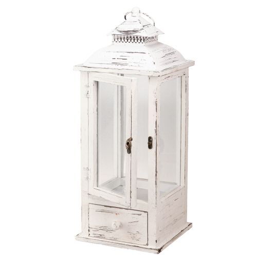 Floristik24 Dekorativ lykta vintage med låda vit 20×20cm H51cm