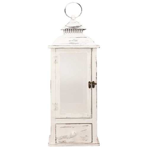 Artikel Dekorativ lykta vintage med låda vit 20×20cm H51cm