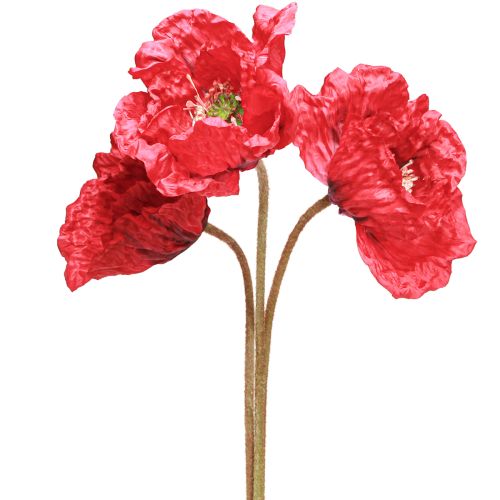 Floristik24 Deco Vallmo Stora Konstgjorda Blommor Röda Vallmo 88cm 3 St