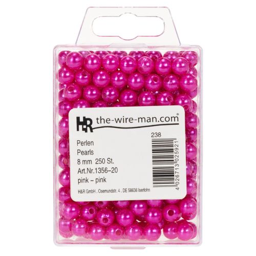 Dekorativa rosa pärlor, Ø8 mm,