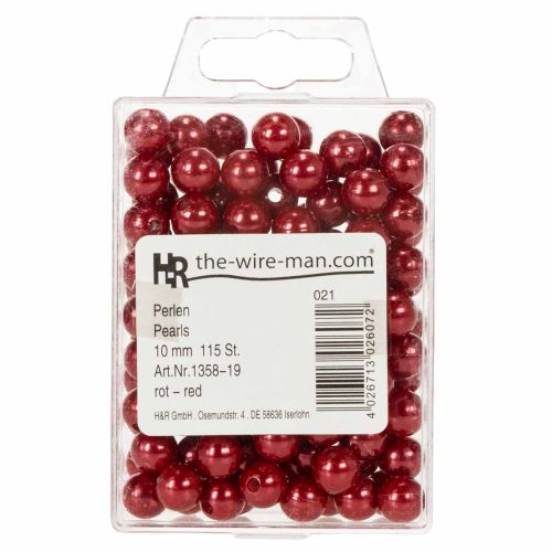 Dekorpärlor Ø10mm röd 115 st | Floristik24.se