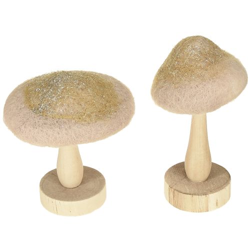 Artikel Dekorativ svamp i trä, filt med glitter bordsdekoration advent H11cm 4 st