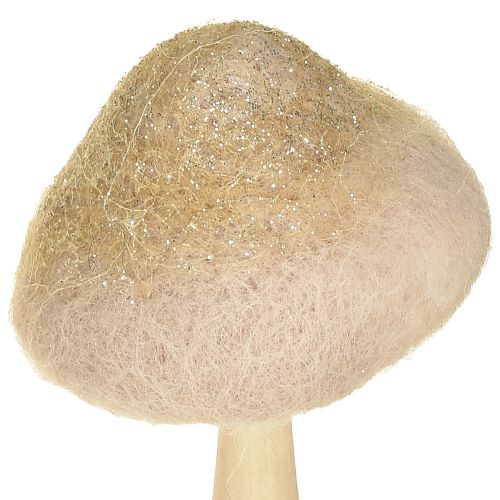 Artikel Dekorativ svamp i trä, filt med glitter bordsdekoration advent H11cm 4 st