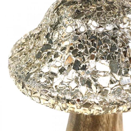 Floristik24 Deco svamp trä träsvamp med gyllene mosaikmönster H12cm