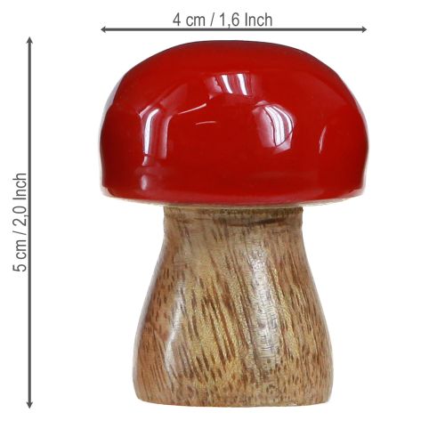 Artikel Dekorativa svampar rödlackerade träsvampar champinjoner H5cm Ø4cm 6 st
