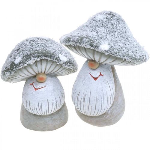 Floristik24 Deco svamptomte figur svamptomte grå, vit 7×9cm 2st