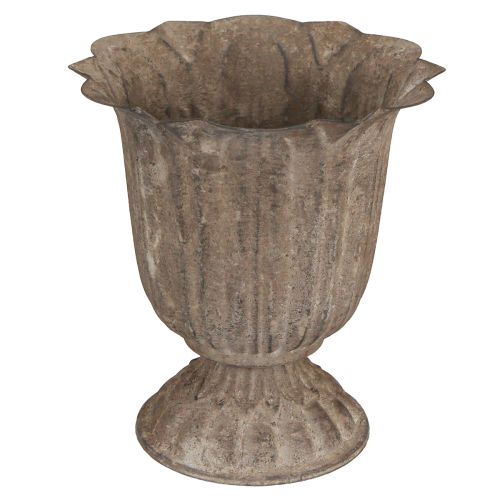 Dekorativ trofé i antik utseende växtkruka gråbrun Ø15cm H16cm