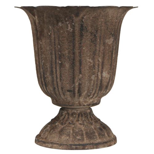 Floristik24 Dekorativ trofé antik miniväxtkruka gråbrun Ø12cm H13cm