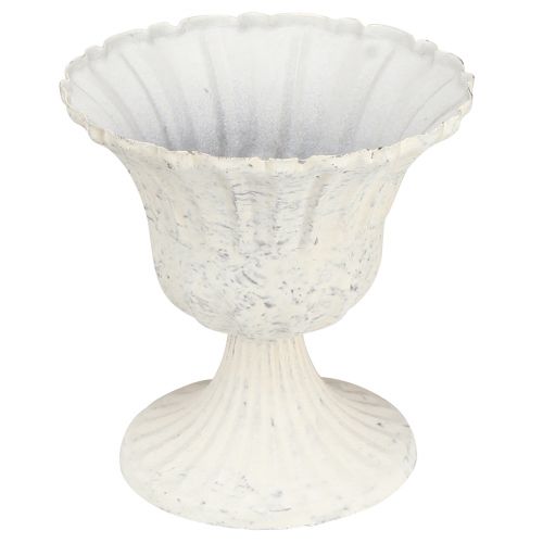 Dekorativ kopp Antik Vit Metall Bägare Shabby Chic Ø12cm H12cm