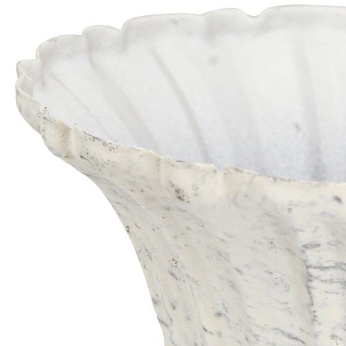 Floristik24 Dekorativ kopp Antik Vit Metall Bägare Shabby Chic Ø12cm H12cm