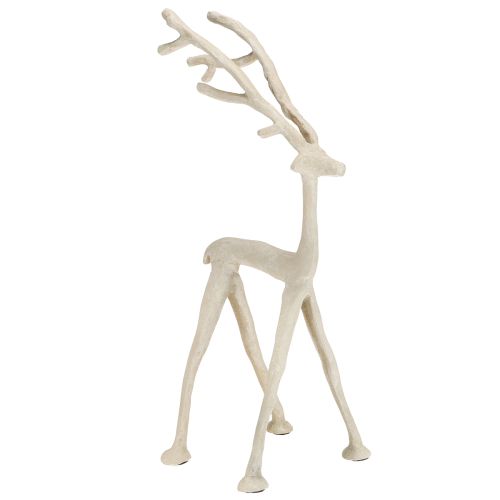 Dekorativ renfigur i metall, hjort, grå lera, optik, H35cm