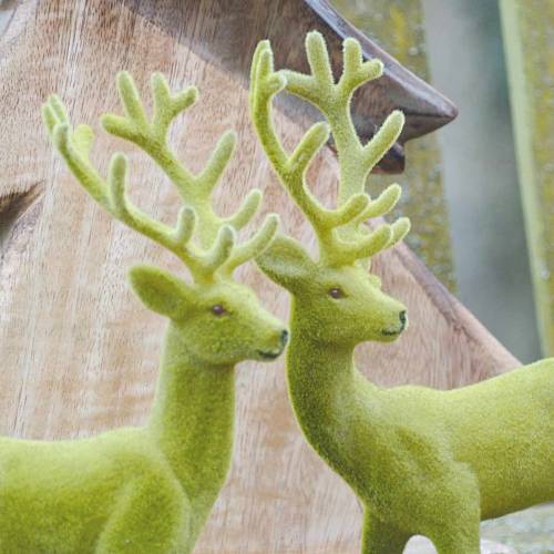 Artikel Dekorativa renflockade mossgrön 20cm 2 st