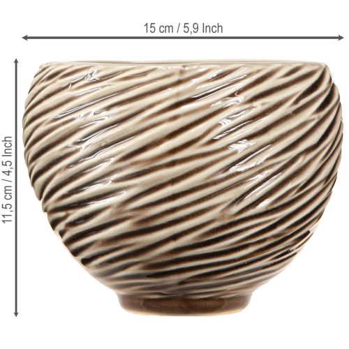 Artikel Dekorskål Blomkruka Keramik Beige Brun Ø15cm 2st