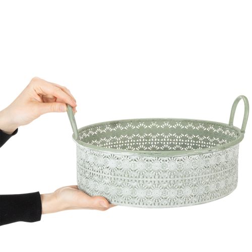 Artikel Dekorativ metallskål med handtag, vintage kruka, set om 3