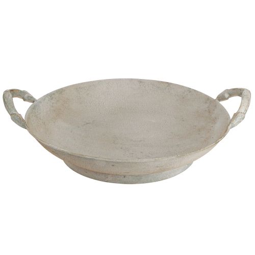Artikel Dekorativ skål shabby chic grå metalldekoration med handtag Ø31cm