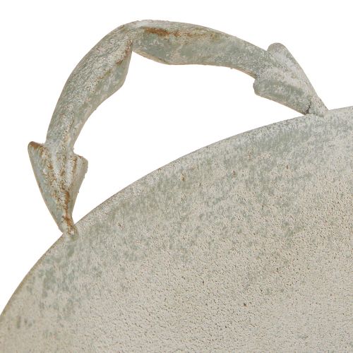 Artikel Dekorativ skål shabby chic grå metalldekoration med handtag Ø31cm