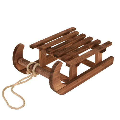 Artikel Dekorativ slädebrun vinterdekoration av trä 30x18x12cm