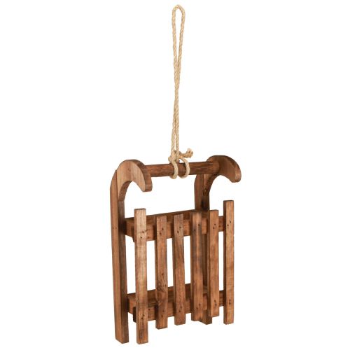 Artikel Dekorativ slädebrun vinterdekoration av trä 30x18x12cm
